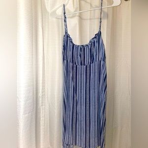 Navy blue striped mini dress